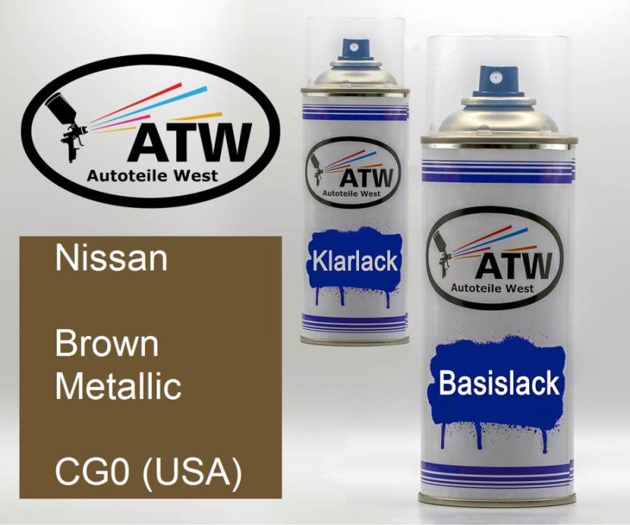Nissan, Brown Metallic, CG0 (USA): 400ml Sprühdose + 400ml Klarlack - Set, von ATW Autoteile West.